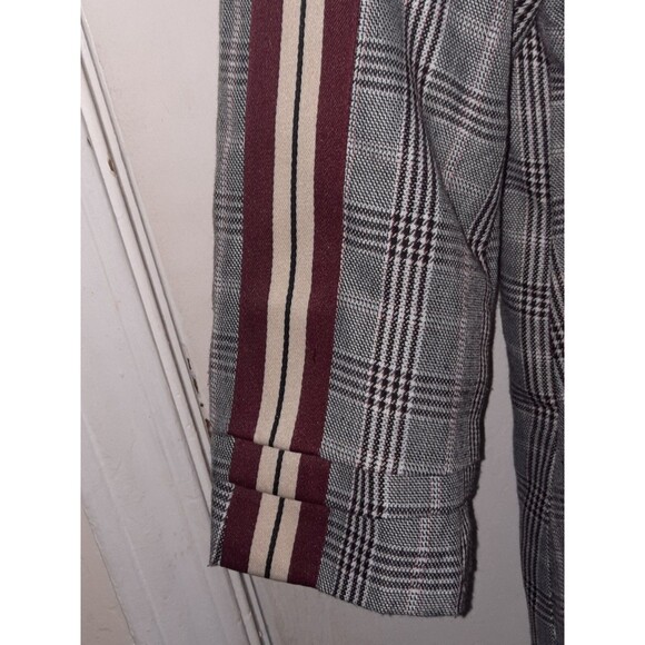 Miss Selfie Gray Plaid Blazer – Maroon Arm Stripes – Women’s Size Small - Picture 5 of 8